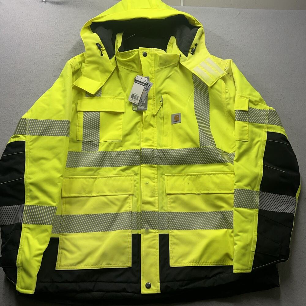 Carhartt 100787 Hi-Vis Waterproof Class 3 Sherwood Jacket Brite Lime Size XL